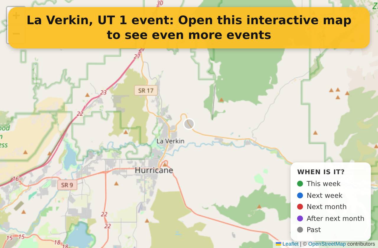 Map of events in La Verkin, UT on the interactive EVENTULIST map