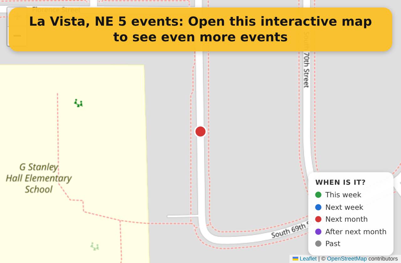 Map of events in La Vista, NE on the interactive EVENTULIST map
