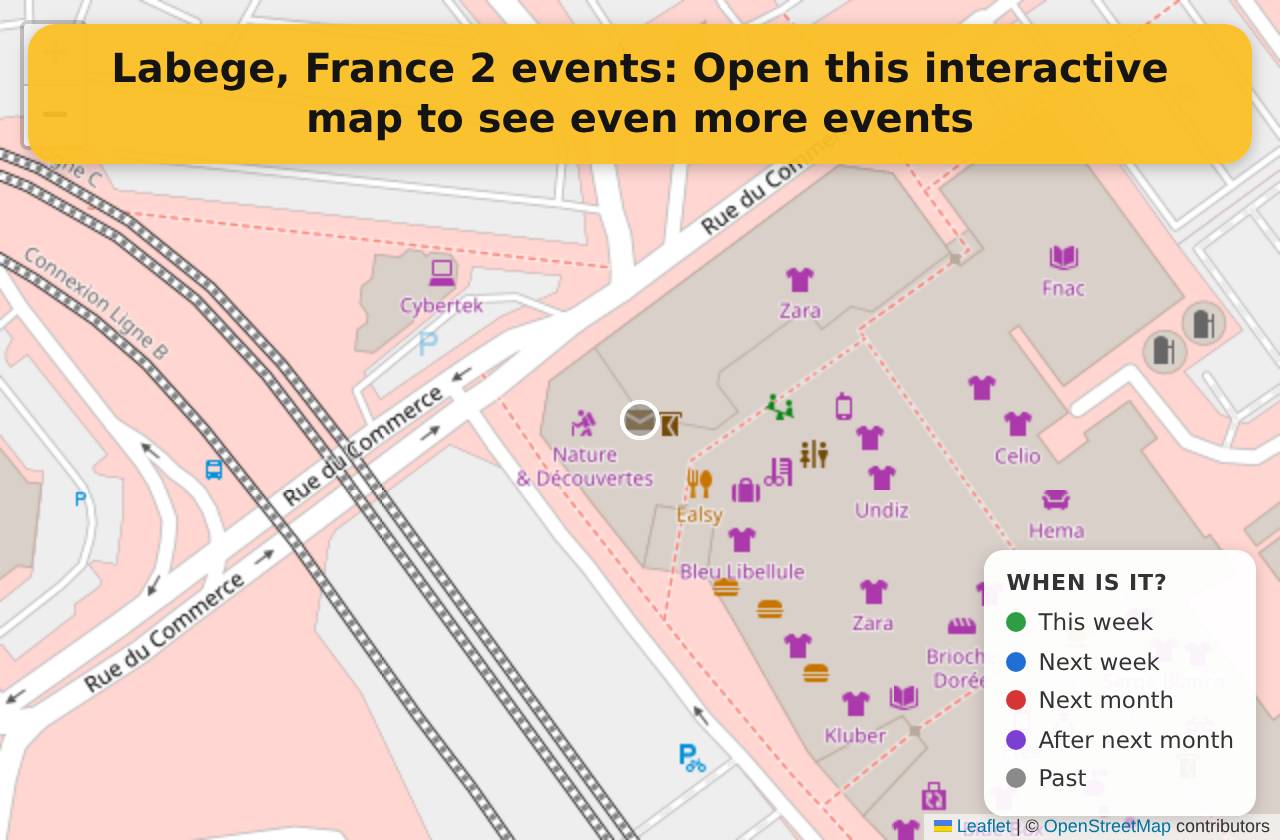 Map of events in Labege, France on the interactive EVENTULIST map
