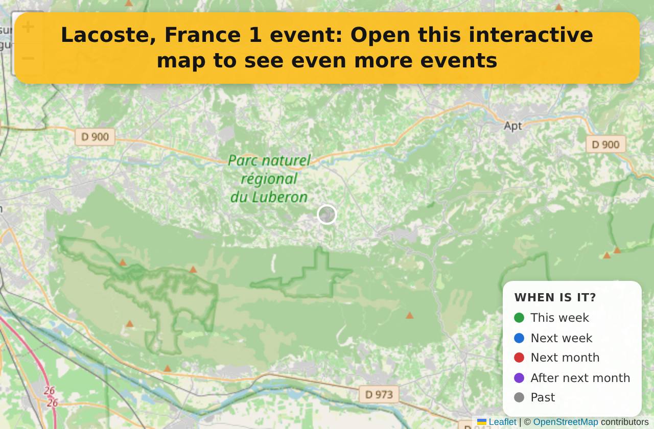 Map of events in Lacoste, France on the interactive EVENTULIST map
