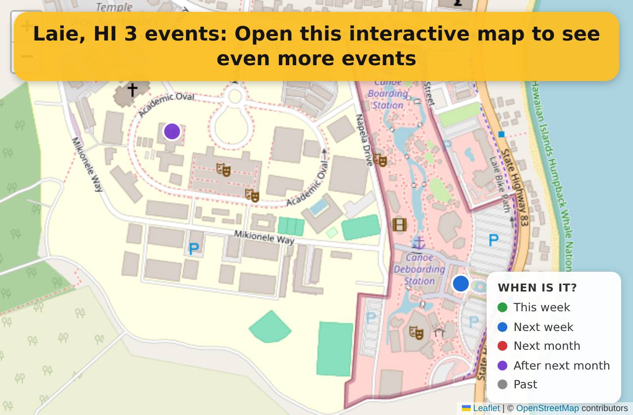 Map of events in Laie, HI on the interactive EVENTULIST map