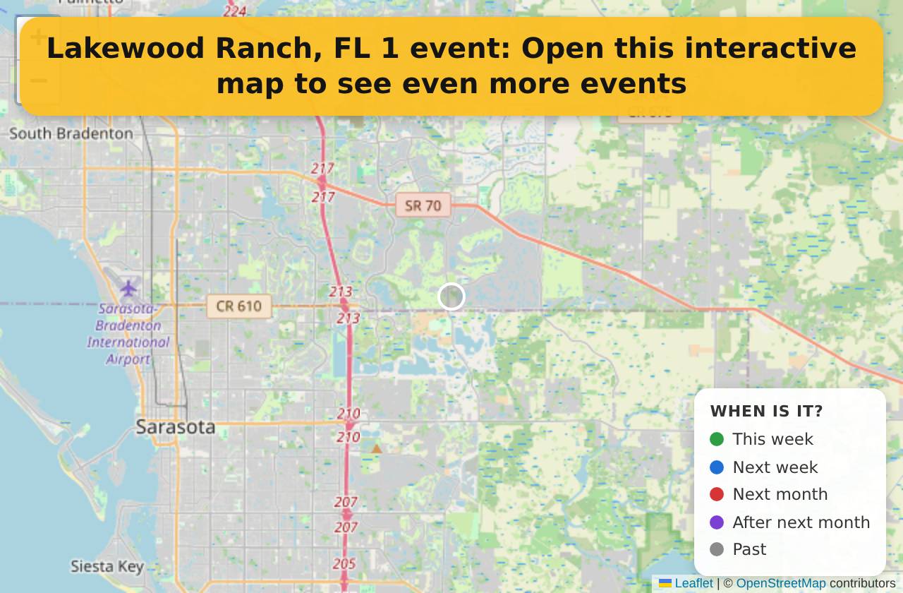 Map of events in Lakewood Ranch, FL on the interactive EVENTULIST map