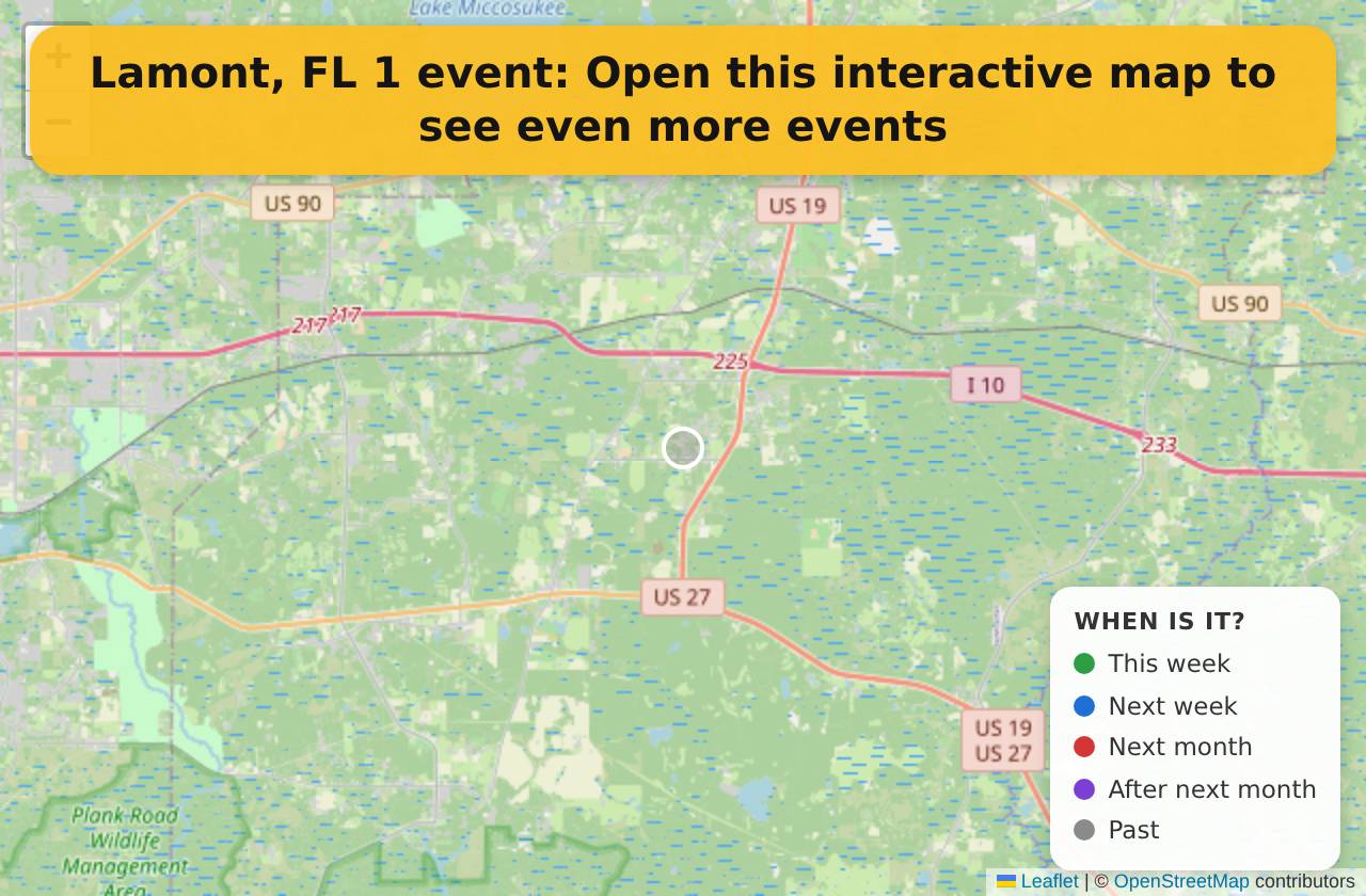 Map of events in Lamont, FL on the interactive EVENTULIST map