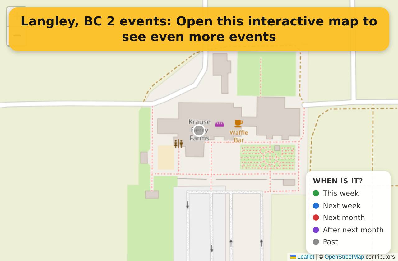 Map of events in Langley, BC on the interactive EVENTULIST map