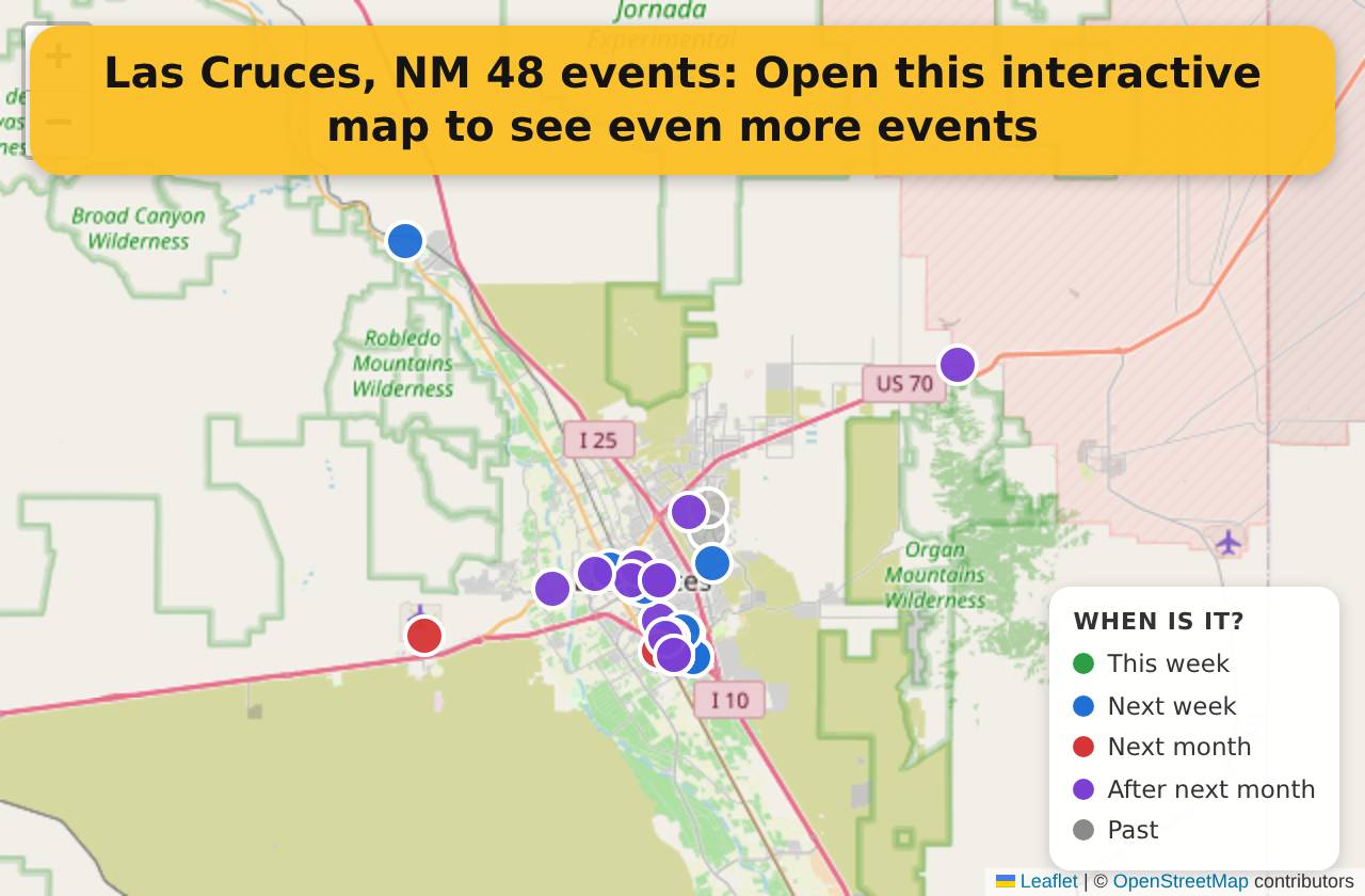 Map of events in Las Cruces, NM on the interactive EVENTULIST map