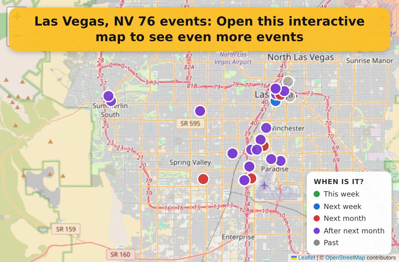 Map of events in Las Vegas, NV on the interactive EVENTULIST map