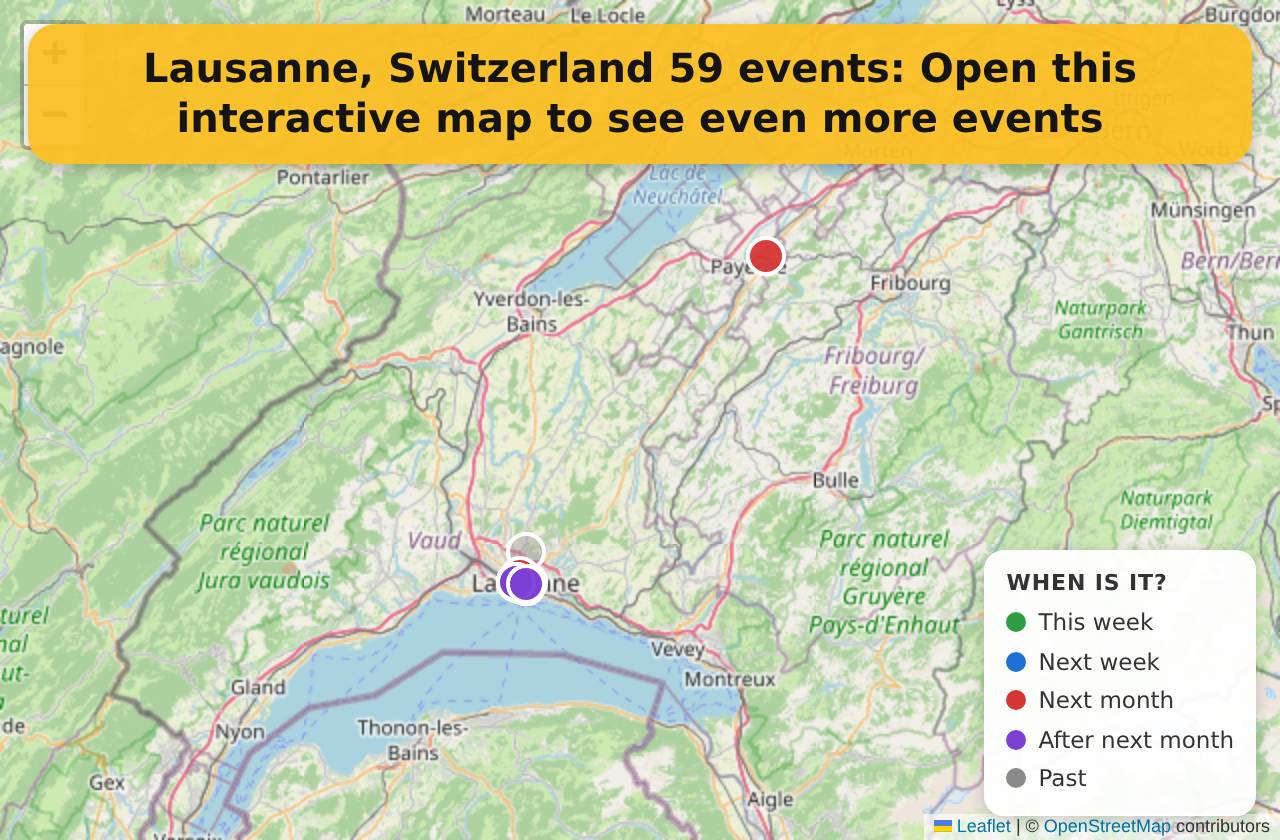 Map of events in Lausanne, Switzerland on the interactive EVENTULIST map