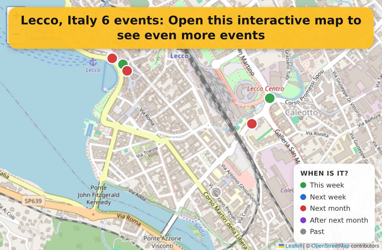 Map of events in Lecco, Italy on the interactive EVENTULIST map