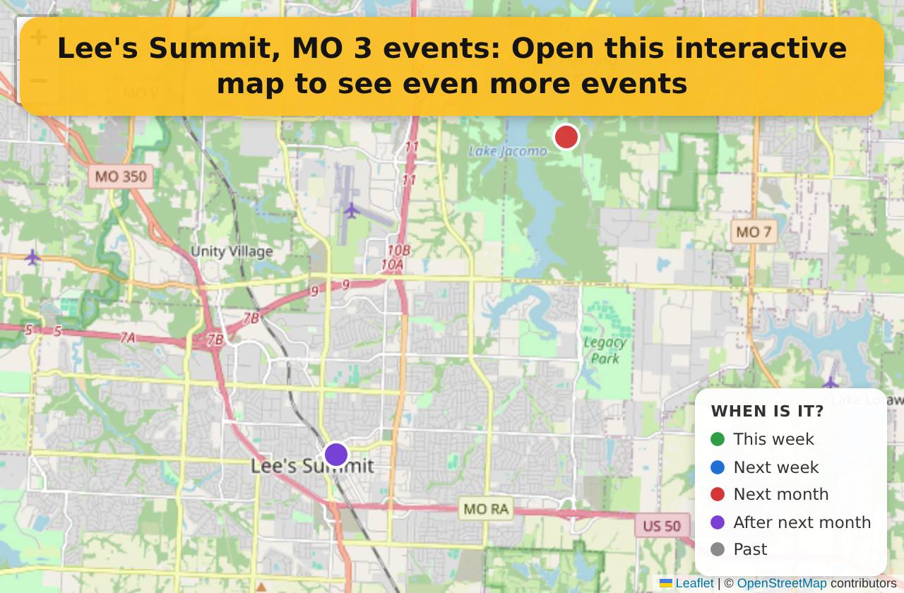 Map of events in Lee's Summit, MO on the interactive EVENTULIST map