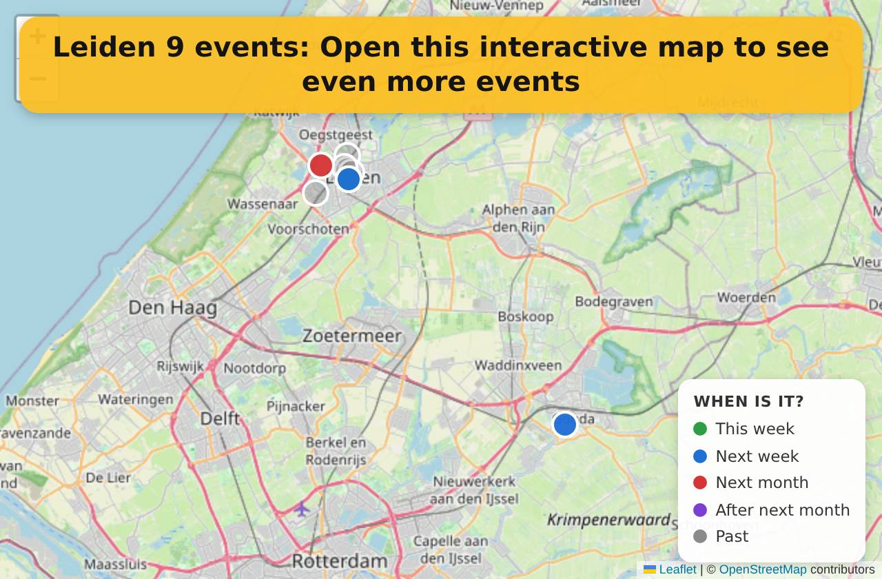Map of events in Leiden on the interactive EVENTULIST map