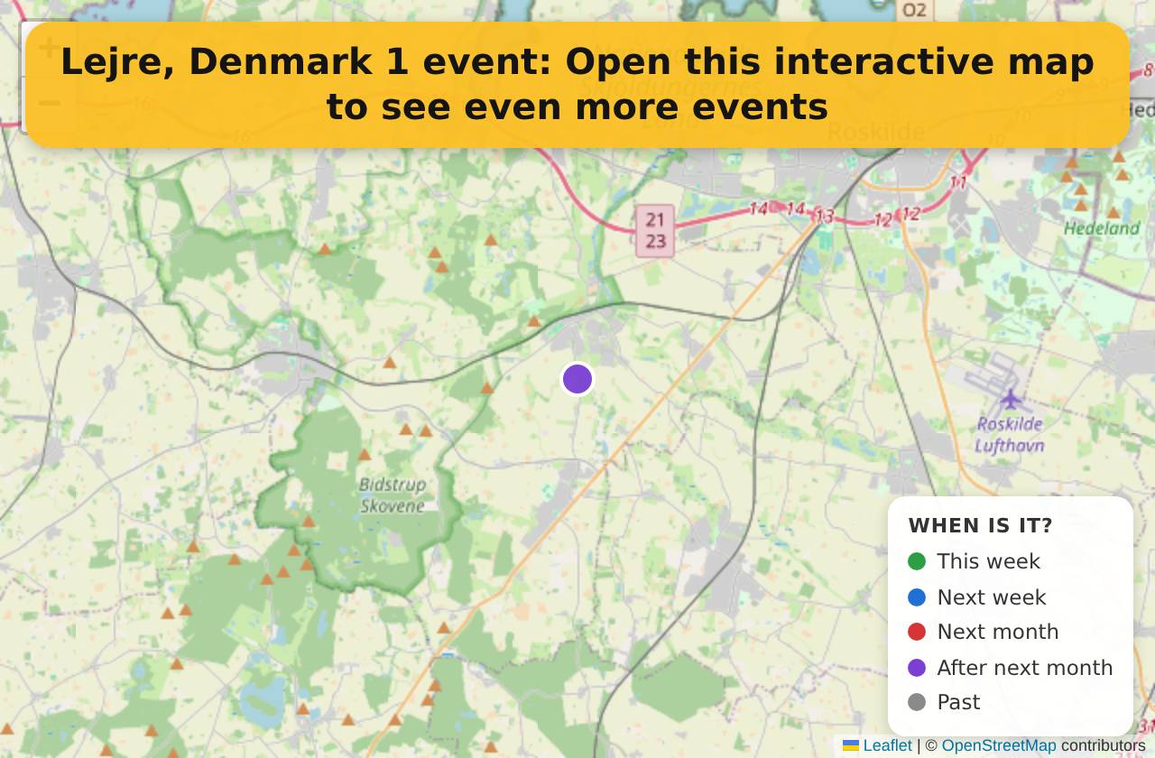 Map of events in Lejre, Denmark on the interactive EVENTULIST map