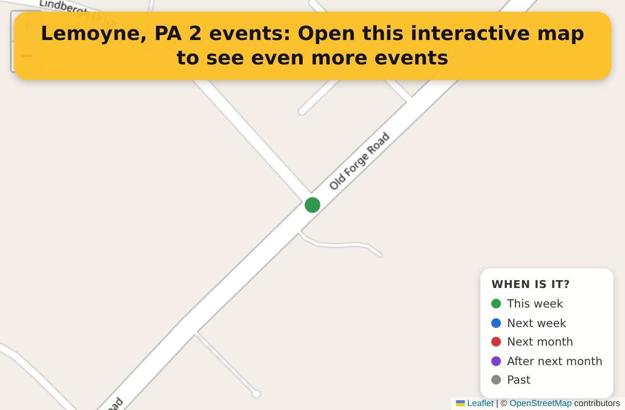 Map of events in Lemoyne, PA on the interactive EVENTULIST map