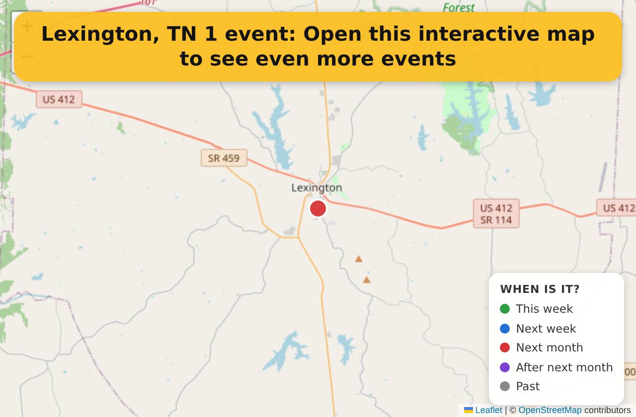 Map of events in Lexington, TN on the interactive EVENTULIST map