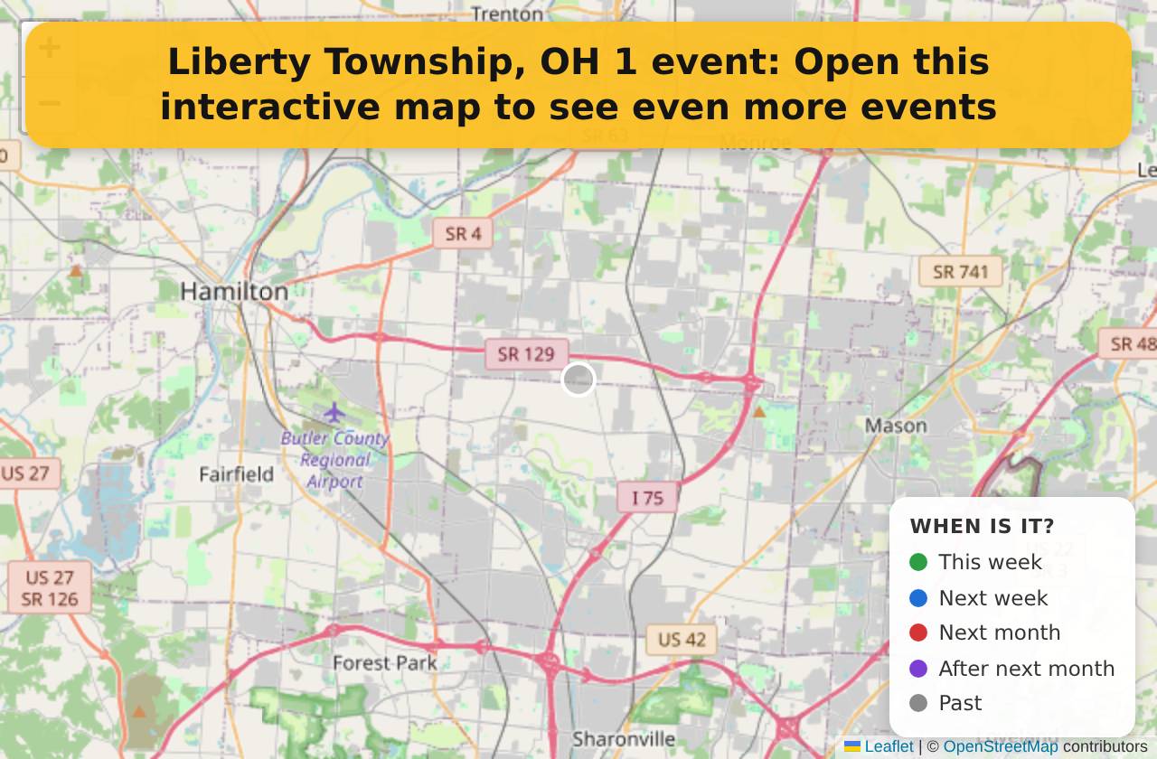 Map of events in Liberty Township, OH on the interactive EVENTULIST map