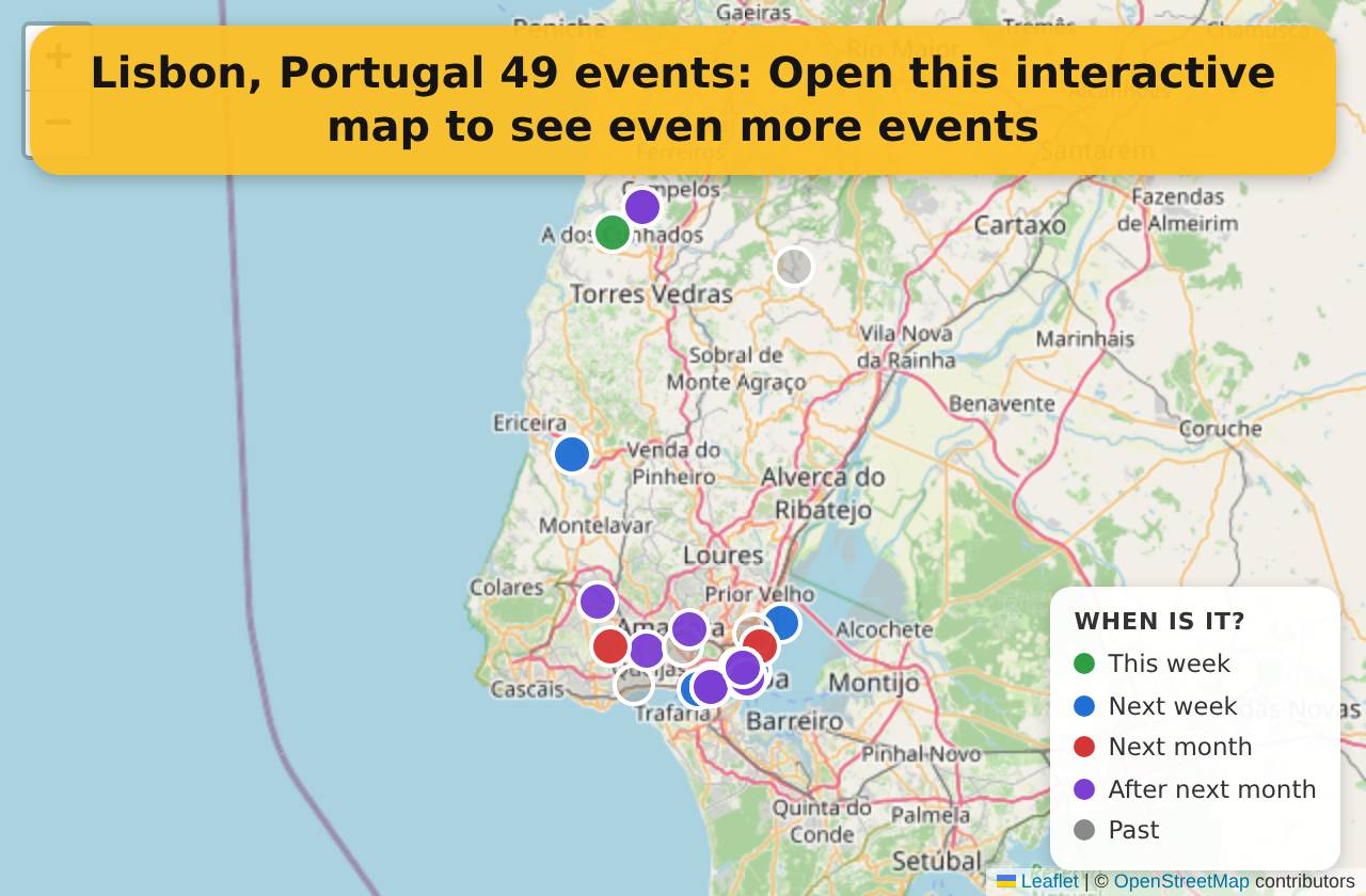 Map of events in Lisbon, Portugal on the interactive EVENTULIST map
