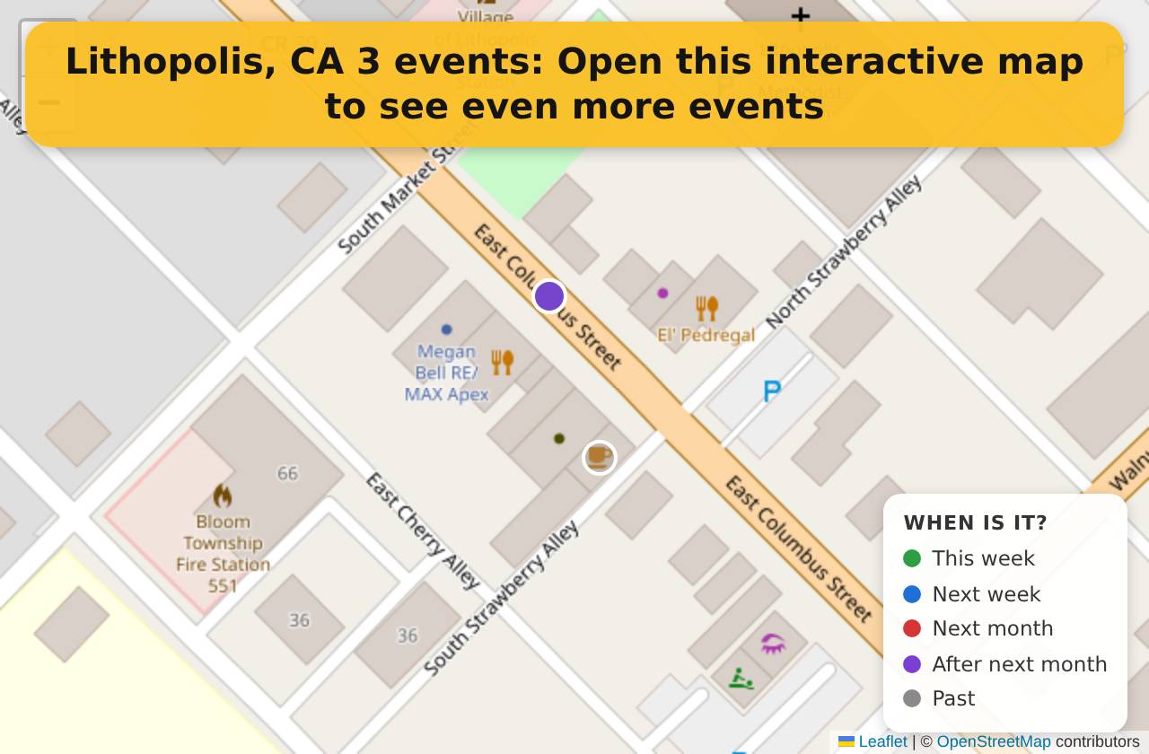 Map of events in Lithopolis, CA on the interactive EVENTULIST map