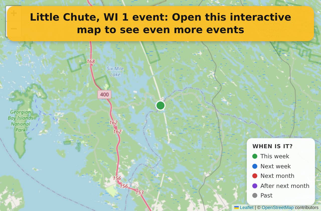 Map of events in Little Chute, WI on the interactive EVENTULIST map