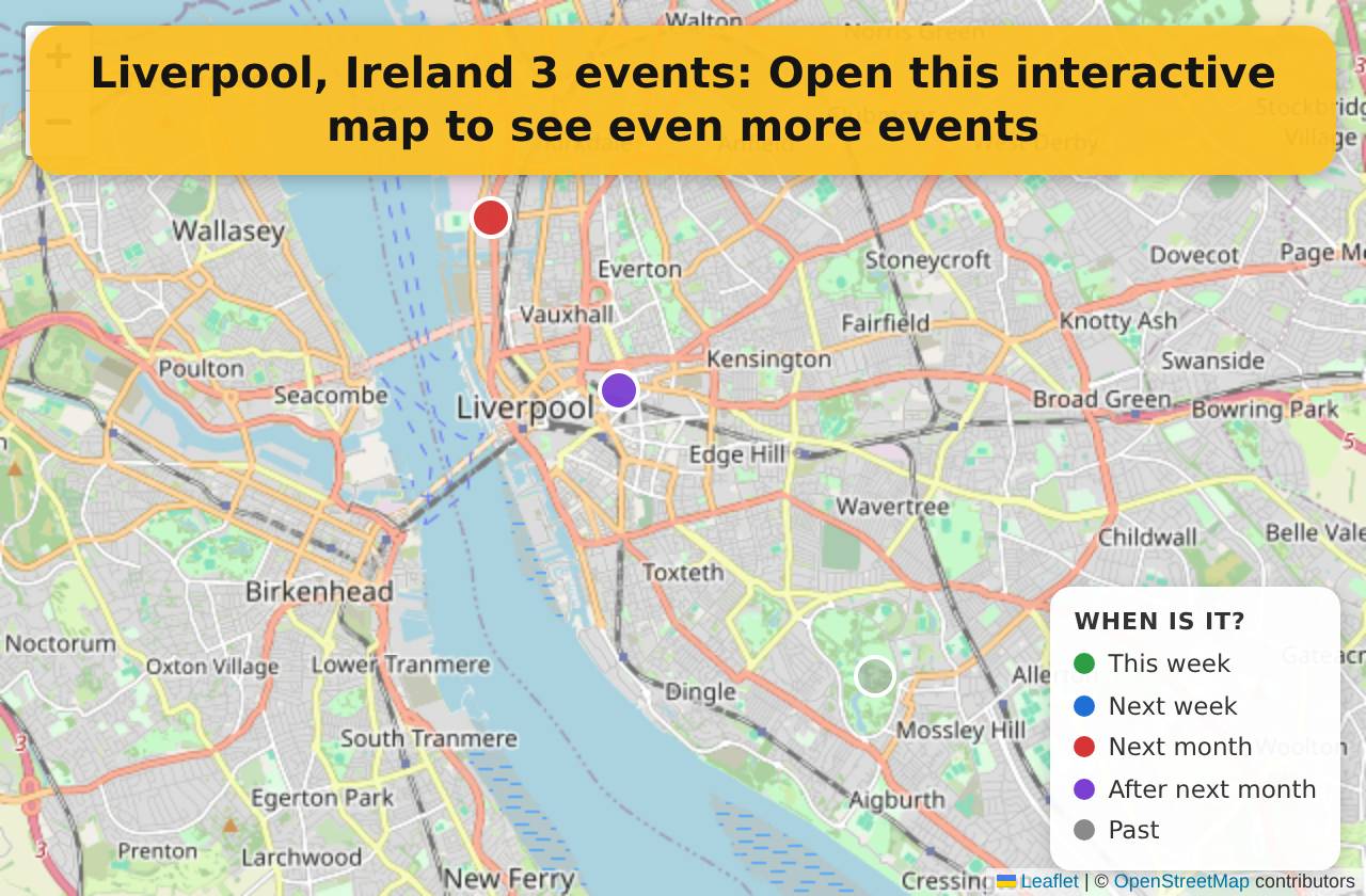 Map of events in Liverpool, Ireland on the interactive EVENTULIST map