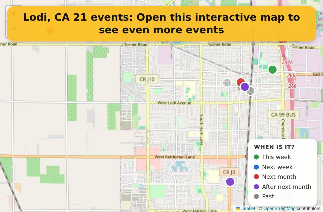 Map of events in Lodi, CA on the interactive EVENTULIST map
