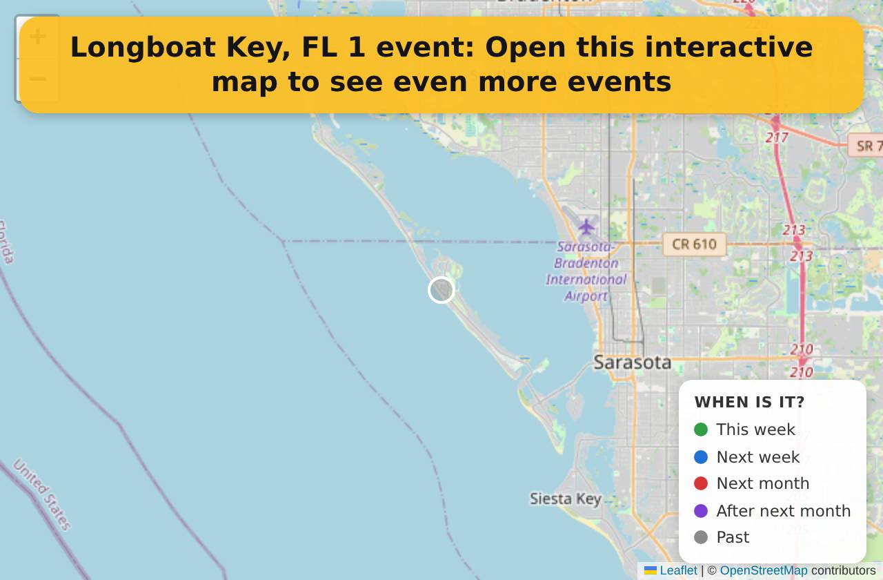 Map of events in Longboat Key, FL on the interactive EVENTULIST map