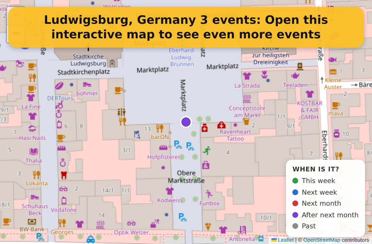 Map of events in Ludwigsburg, Germany on the interactive EVENTULIST map