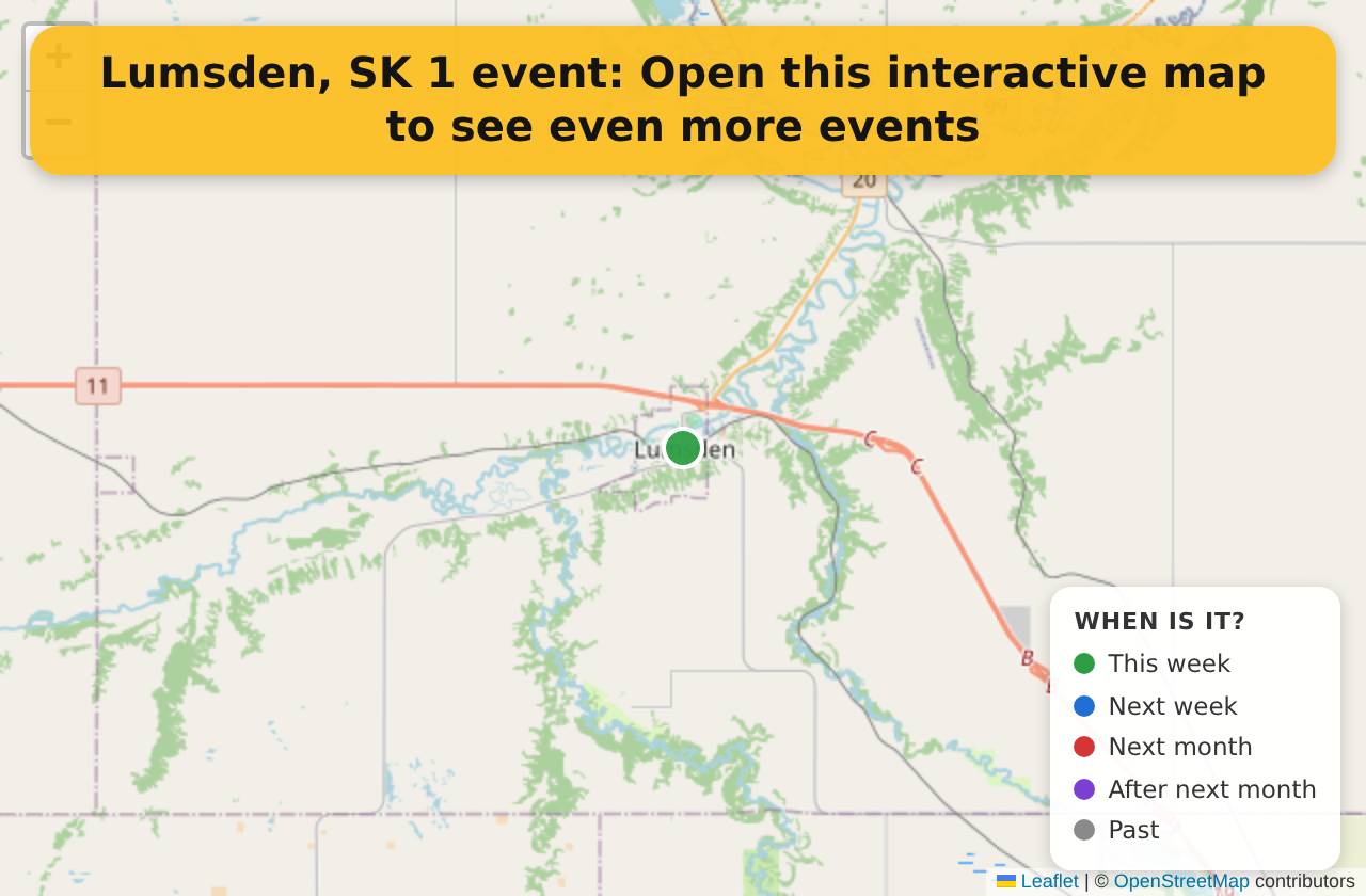 Map of events in Lumsden, SK on the interactive EVENTULIST map