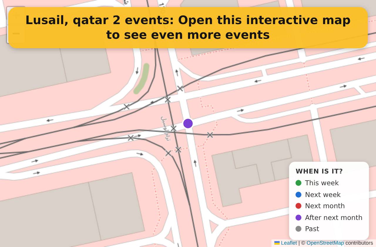 Map of events in Lusail, qatar on the interactive EVENTULIST map