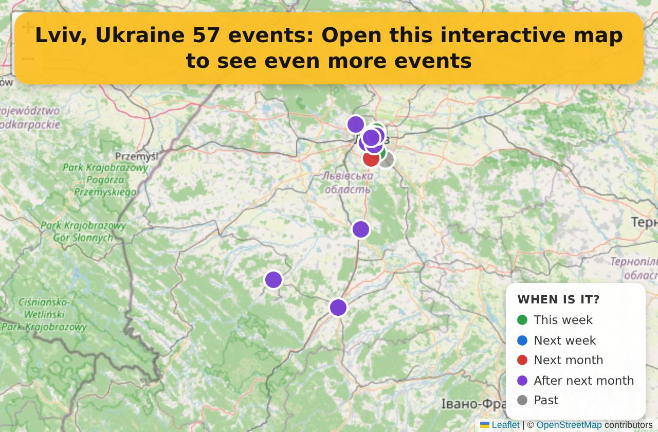 Map of events in Lviv, Ukraine on the interactive EVENTULIST map
