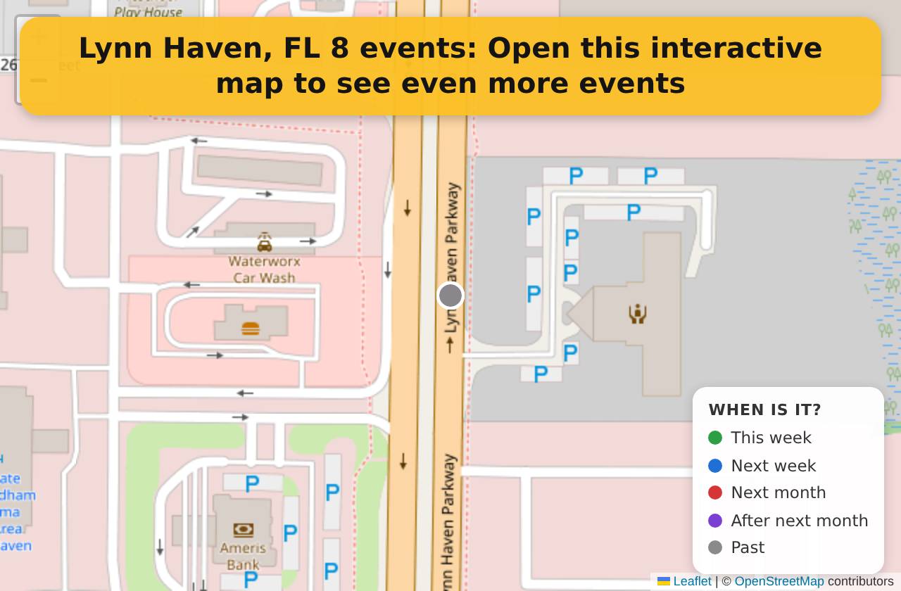 Map of events in Lynn Haven, FL on the interactive EVENTULIST map