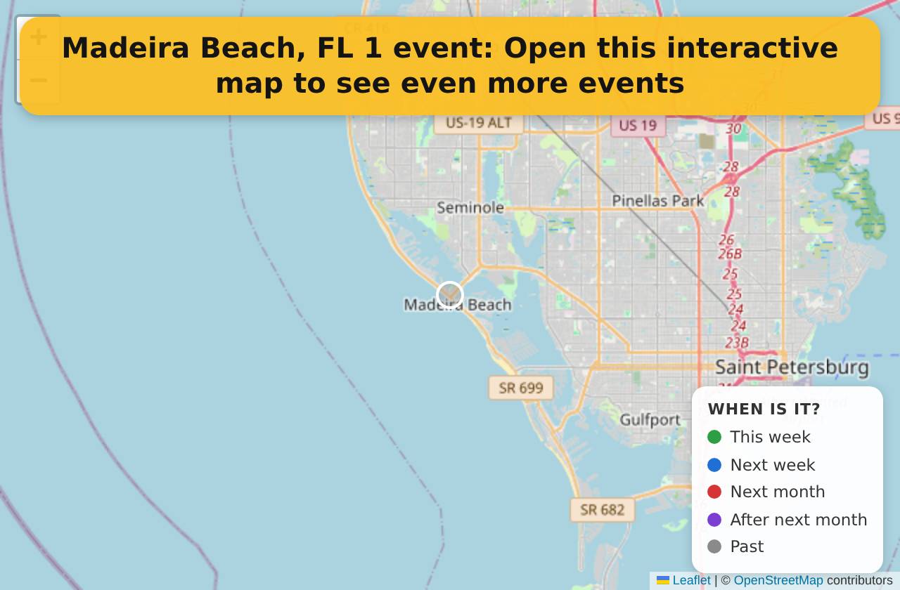 Map of events in Madeira Beach, FL on the interactive EVENTULIST map