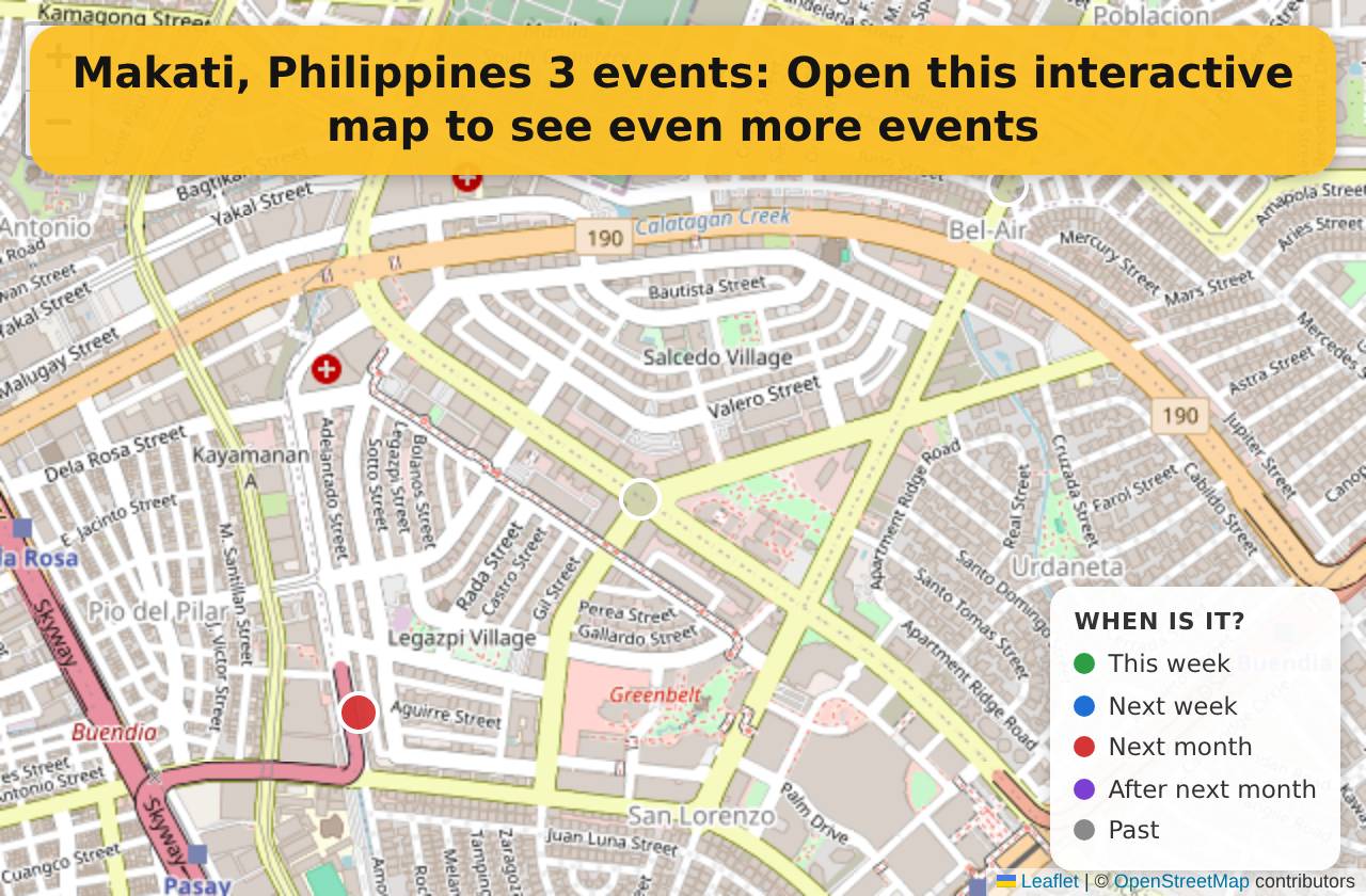 Map of events in Makati, Philippines on the interactive EVENTULIST map