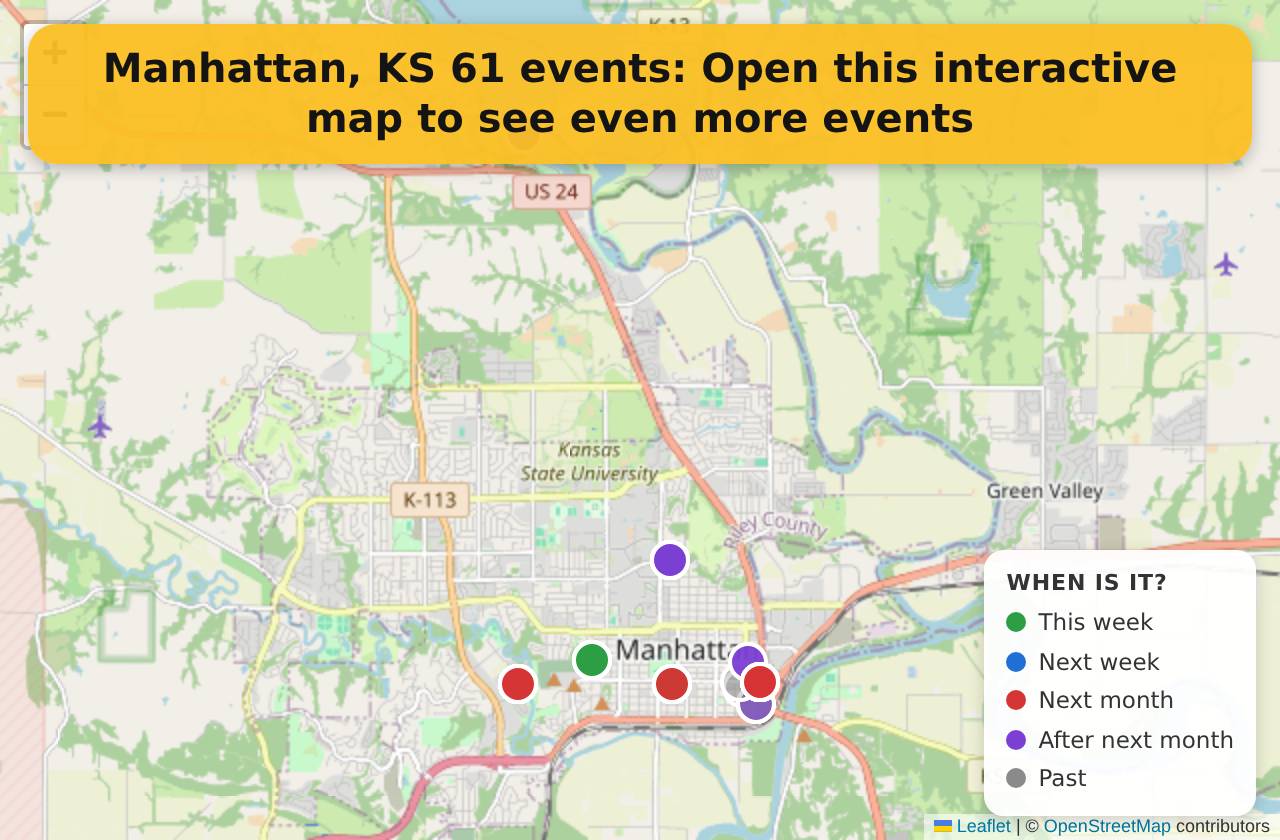 Map of events in Manhattan, KS on the interactive EVENTULIST map