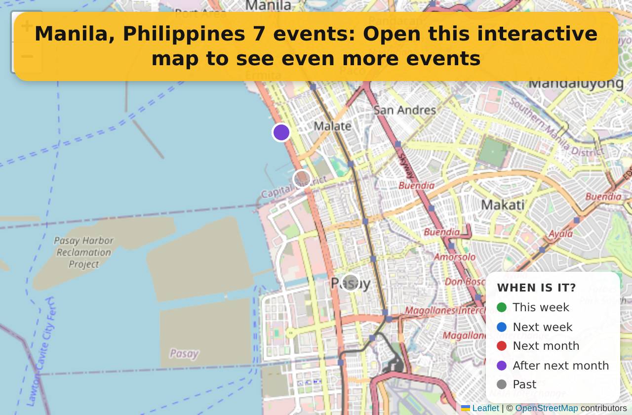 Map of events in Manila, Philippines on the interactive EVENTULIST map