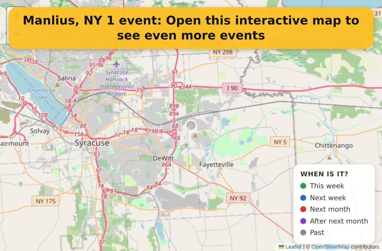 Map of events in Manlius, NY on the interactive EVENTULIST map