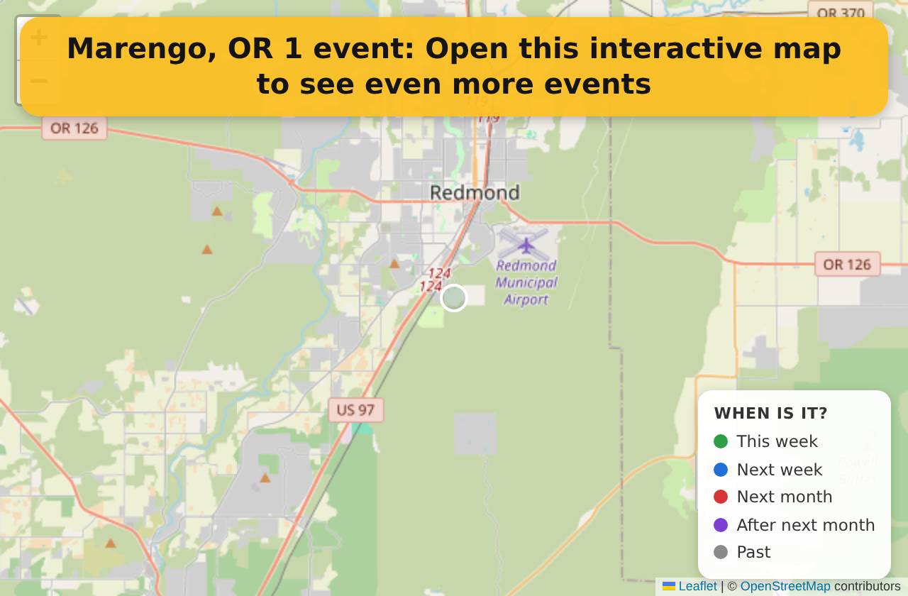 Map of events in Marengo, OR on the interactive EVENTULIST map