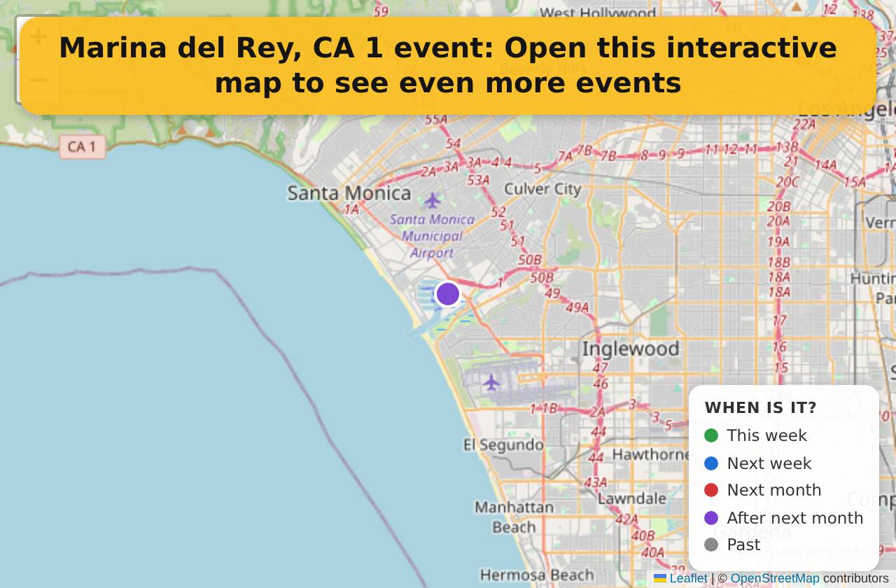 Map of events in Marina del Rey, CA on the interactive EVENTULIST map