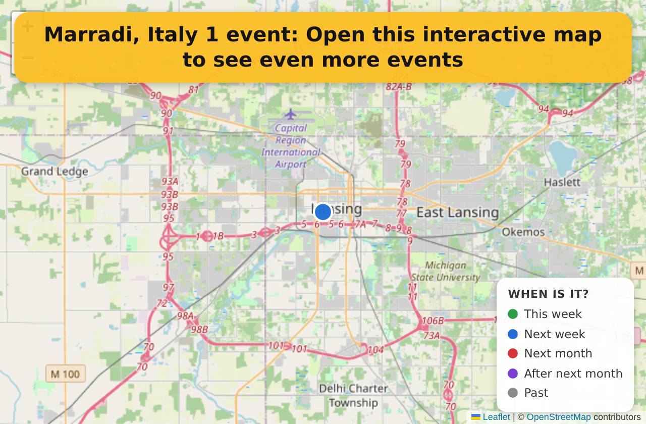 Map of events in Marradi, Italy on the interactive EVENTULIST map