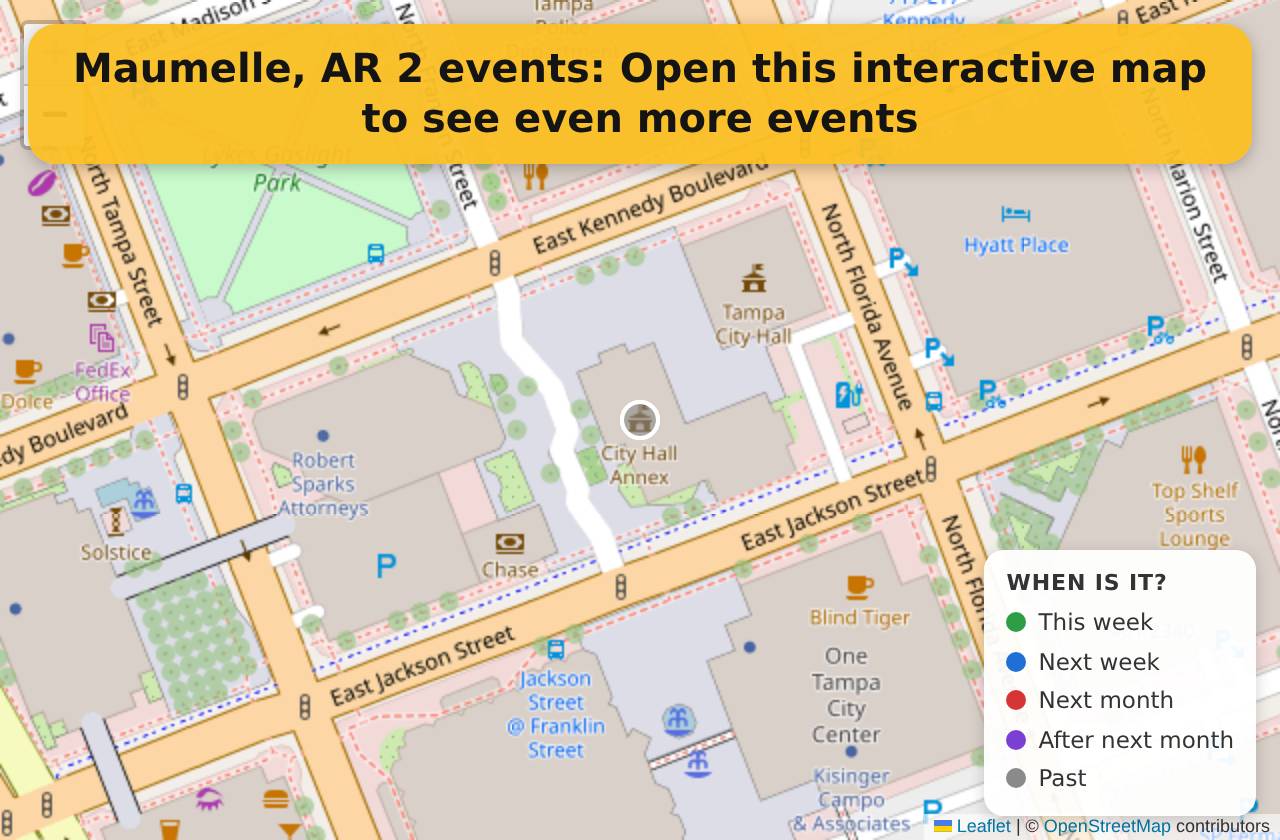 Map of events in Maumelle, AR on the interactive EVENTULIST map