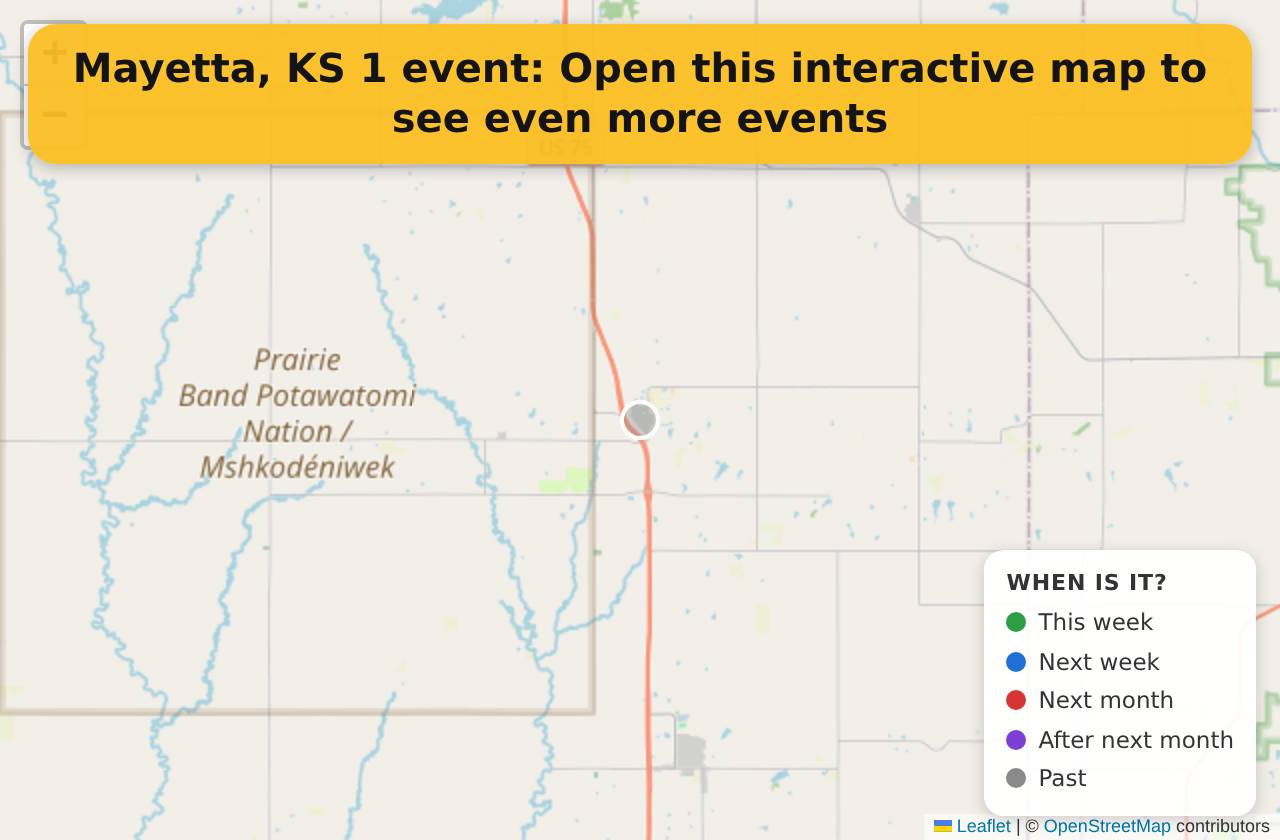 Map of events in Mayetta, KS on the interactive EVENTULIST map