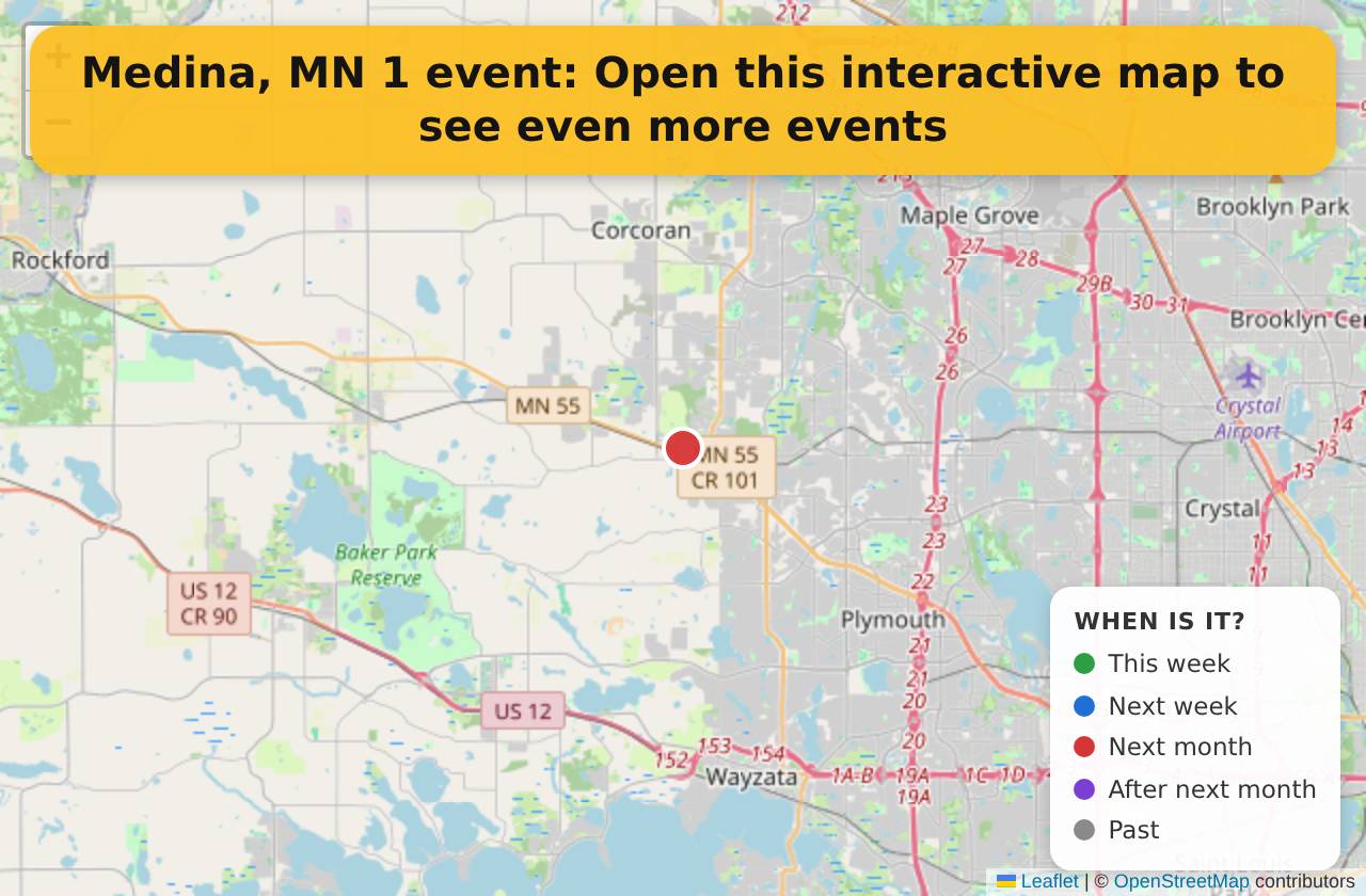 Map of events in Medina, MN on the interactive EVENTULIST map