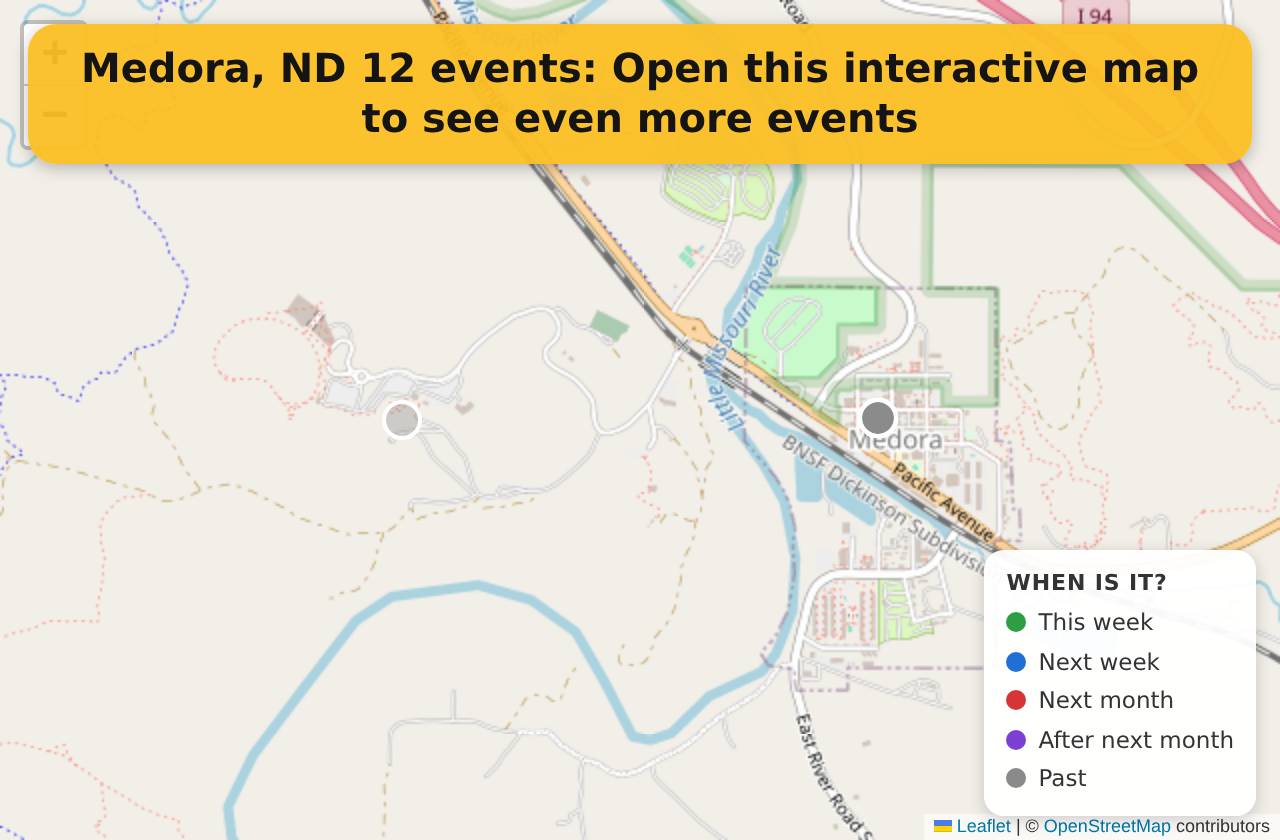 Map of events in Medora, ND on the interactive EVENTULIST map