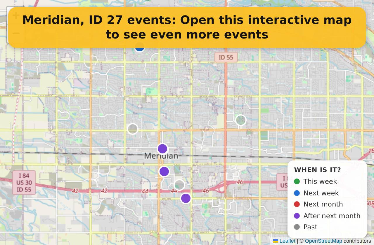 Map of events in Meridian, ID on the interactive EVENTULIST map