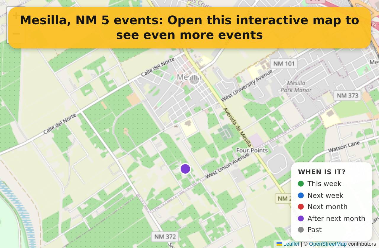 Map of events in Mesilla, NM on the interactive EVENTULIST map