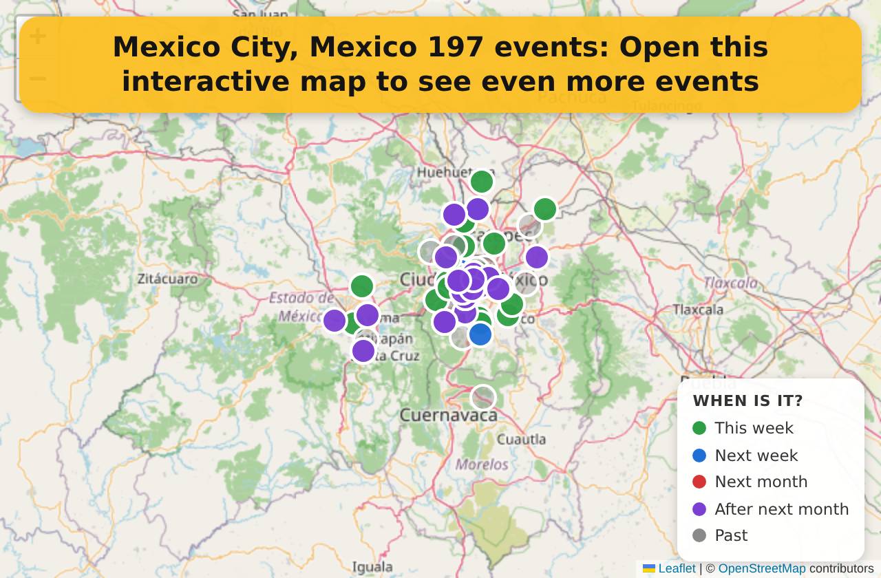 Map of events in Mexico City, Mexico on the interactive EVENTULIST map