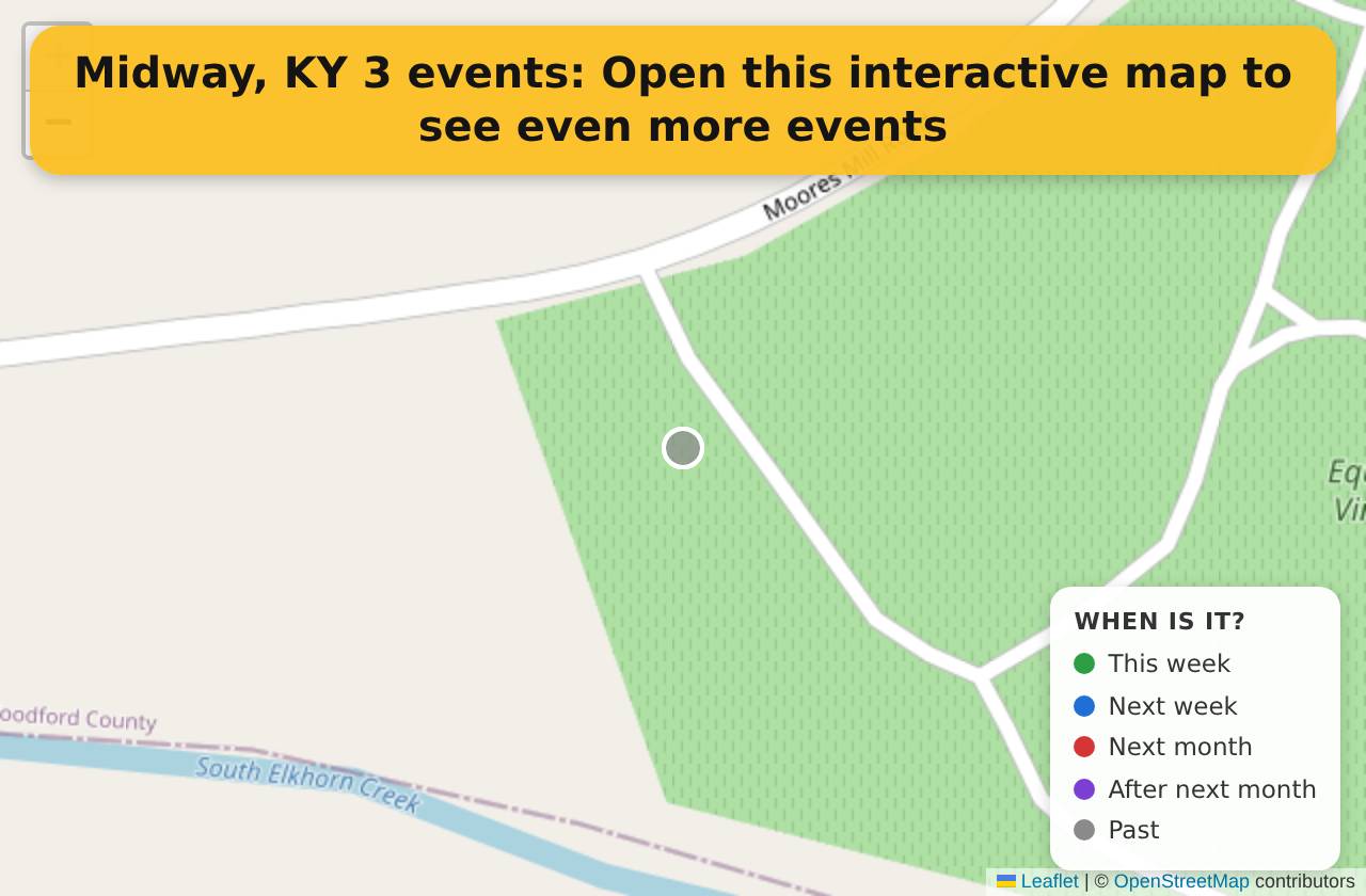 Map of events in Midway, KY on the interactive EVENTULIST map