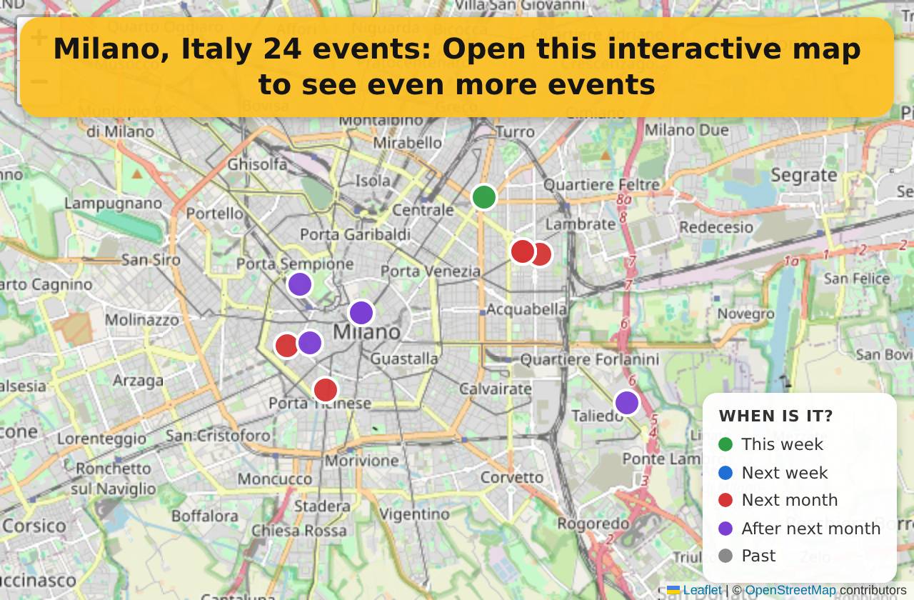 Map of events in Milano, Italy on the interactive EVENTULIST map