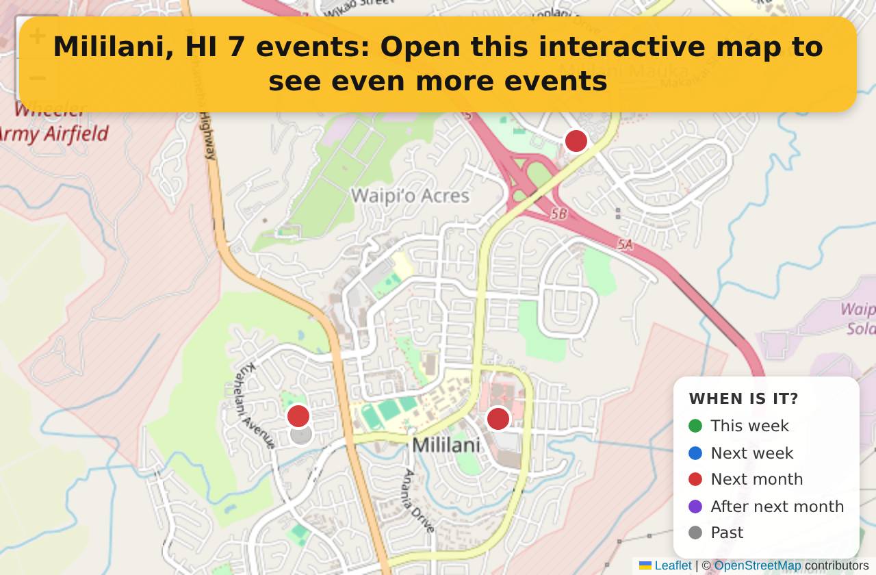 Map of events in Mililani, HI on the interactive EVENTULIST map