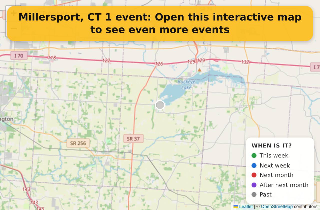 Map of events in Millersport, CT on the interactive EVENTULIST map