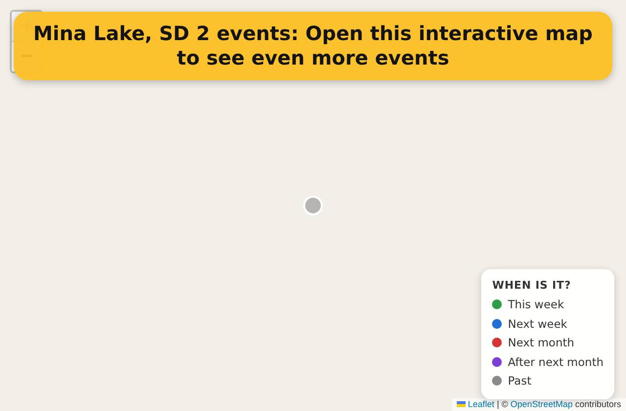 Map of events in Mina Lake, SD on the interactive EVENTULIST map