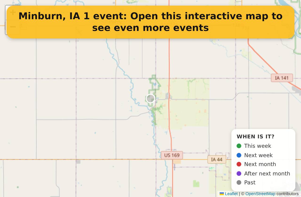 Map of events in Minburn, IA on the interactive EVENTULIST map